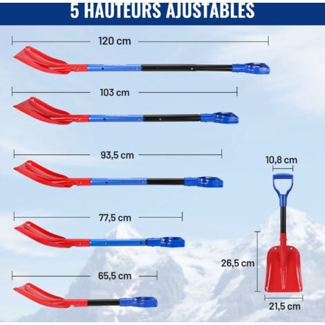 Verstellbare Aluminium-Schneeschaufel mit Teleskopstiel und Aufbewahrungstasche