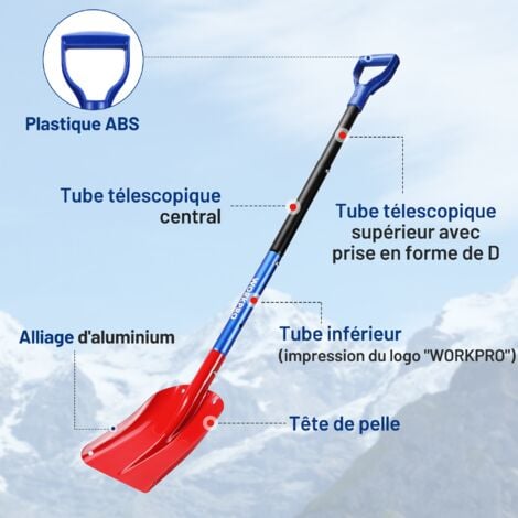 Verstellbare Aluminium-Schneeschaufel mit Teleskopstiel und Aufbewahrungstasche