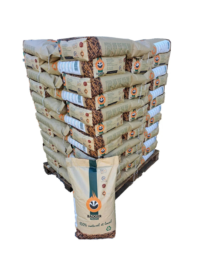 Holzpellets BADGER – Palette mit 65 Säcken à 15 kg