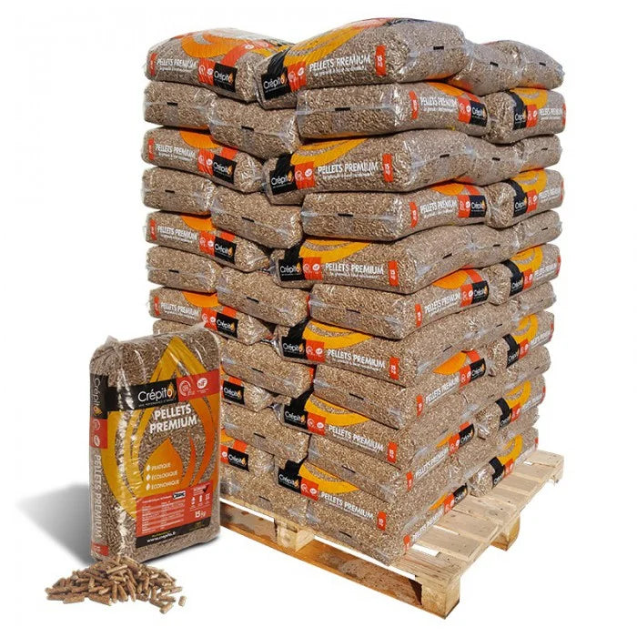 Holzpellets Crépito – Palette mit 72 Säcken à 15 kg