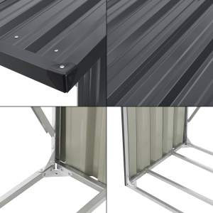 Holzregal für den Außenbereich aus verzinktem Stahl, 156 × 80 × 152 cm, anthrazitgrau